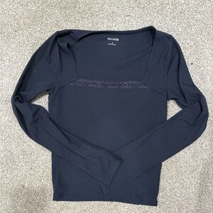 Hollister long sleeves Dark Navy square neck sign  with lace trim